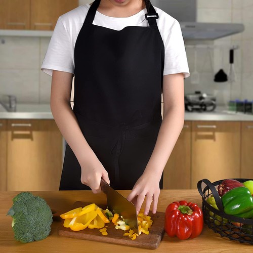 Kitchen Women Apron Cotton Blend Waterproof With 2 Pockets Cooking Chef Arpon - Picture 2 of 9