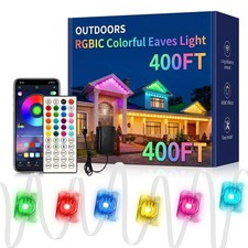 400FT Permanent Outdoor RGB Eave Lights Waterproof App Remote Dimmable