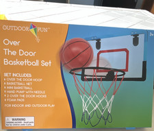 Outdoor Fun Over-the-Door Mini Basketball Hoop Set w/ Ball Net Pump Hooks