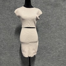Wilfred Free Dress Womens Large Beige Cut Out Knit Bodycon Sweater Knee Length