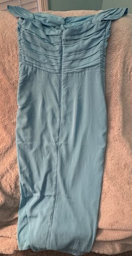 Abercrombie & Fitch Off-The-Shoulder Ruched Midi Dress Medium Turquoise NWT - Picture 4 of 9