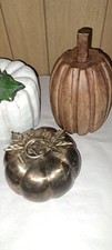 Lot Of 3 Pumpkins 1-metal, 2-Resin Great Sizes Fall Home Deco