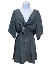 Faithfull The Brand Dress Womens Extra Small Navy Blue White Striped Mini Skater