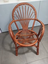 Poltrona Sedia in Midollino Rattan Vimini Bamboo Anni 60 70 Modernariato