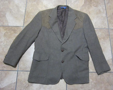 Vintage Pendleton Wool Blend Blazer Suede Elbow Patches Western Tweed Size 44