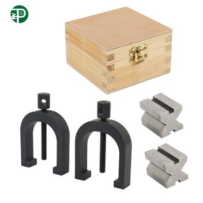 Precision 1-5/8'' × 1-1/4'' × 1-1/4'' V Blocks and Clamp Set Steel Gauge Machinist