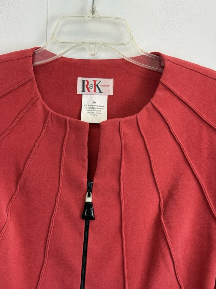 R & K Originals Mujer 10/12 Pantalón Traje Imitación Gamuza Cremallera Frontal Chaqueta Rojo/Negro Foto 4 de 4