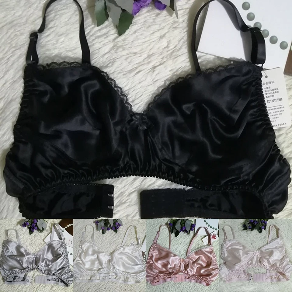 Soft and Comfy Women's Silk Satin Thin Bra Sleep Underwear 36C 38C 40C - image 3 of 4