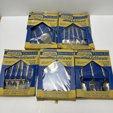 Vintage Mar-crest Citation 12 Piece Stainless Tableware In Boxes Mirror Finish