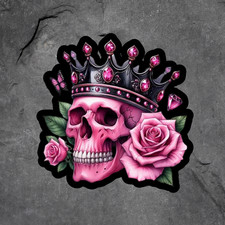 Pink Skull sticker vinyl decal crown roses gothic queen aesthetic