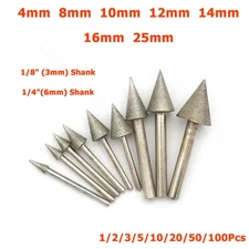 2.35mm/3mm Shank Cone Diamond Grinding Head Engraving Drill Bits Rotary Tools
