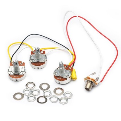 SAPHUE Bass Wiring Harness Prewired Kit 250K Big Pots 2 Volume 1 Tone For...