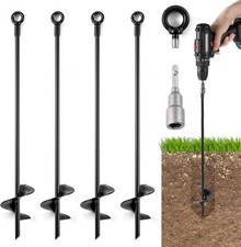 18'' Ground Anchors Screw in Tent Stakes Heavy Duty Earth Anchors - Solid Steel
