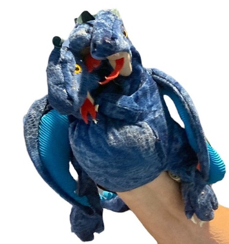 Folkmanis Blue Three-Headed Dragon Puppet 16" Long 5 Finger Hand Puppet Plush - Imagen 6 de 6