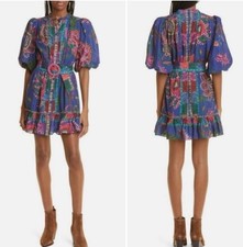 Farm Rio Sunset Tapestry Cotton Blend Mini DressXS S Girlhoodcore Folklore Belt