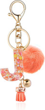 Resin Alphabet Initial Letter Keychain Keyring for Women Purse Handbags With Fur