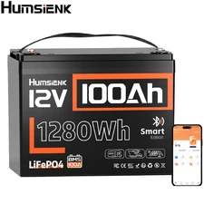 12V 100Ah Bluetooth LiFePO4 Lithium Battery 15000 Cycle Marine RV Off-Grid Solar