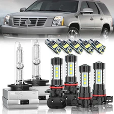 11pcs LED/HID For 2007-14 Cadillac Escalade Headlight Fog Light DRL Bulb Combo