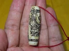 Tibetan Buddhist Dzi Shaped Antler Horn Yab Yum Dancing Citipati Bead (y13)