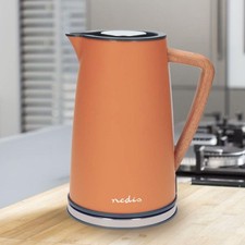 Nedis Nordic 1.7L Jug Kettle Soft Touch Scandi Wood Effect 2.2KW Matte Orange