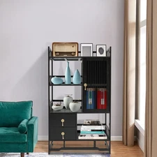 4 Tiers Living Room Storage Cabinet Kitchen Appliance Cabinet Bamboo Cabinet NEW