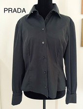 Prada Men’s Black Solid Slim Fit Dress Shirt Long Sleeve Point Collar 44