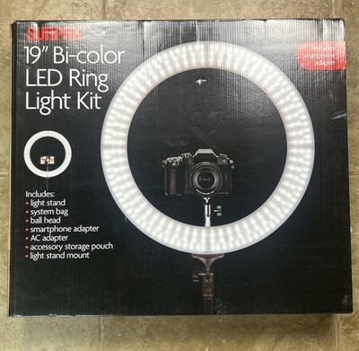 Sunpak LED 19'' Bi-Color Ring Light Kit Black Bag Stand & AC Adapter & Bag NEW