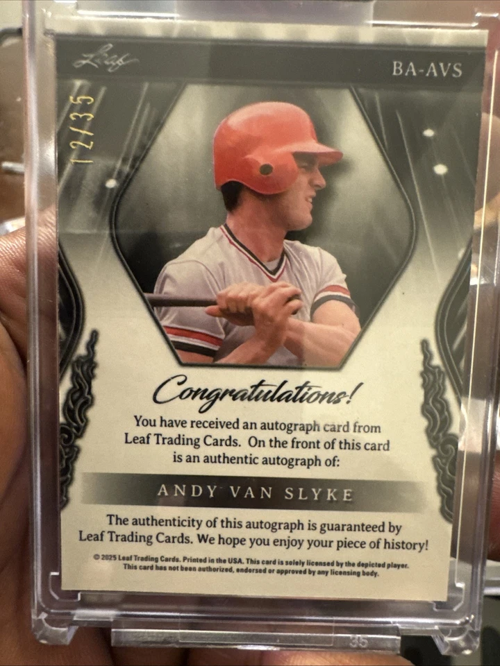 Tarjeta Leaf Bill Lee (8/25) y Andy Van Slyke (12/35) Auto Sports Heroes Foto 2 de 4