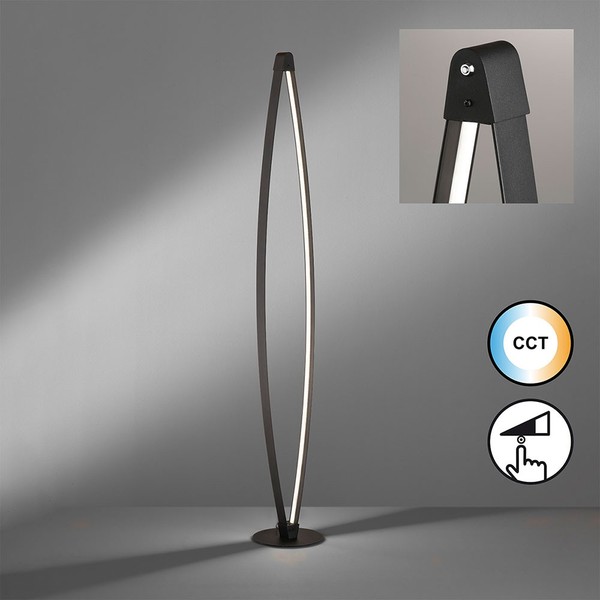 Stehlampe Stehleuchte Wohnzimmerlampe Dimmbar Designlampe Schwarz Cct Led 145 Cm-image