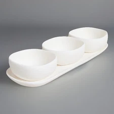 TF DESIGN Cuadrado Serving Bowl Trio on Dish Set - White - Open Box