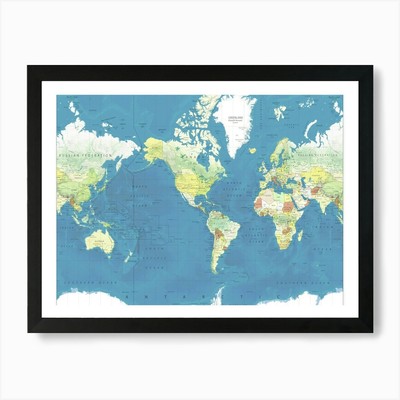 Weltkarte Vintage Stil Central Ame gerahmtes Wandbild Poster Leinwanddruck Bild
