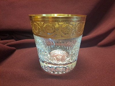 St. Louis Thistle Gold Encrusted Double Old Fashioned Glasses 4'' tall - A