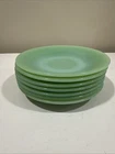 VINTAGE FIRE KING JADEITE JANE RAY 'RIBBED' SAUCERS No Chips Jade