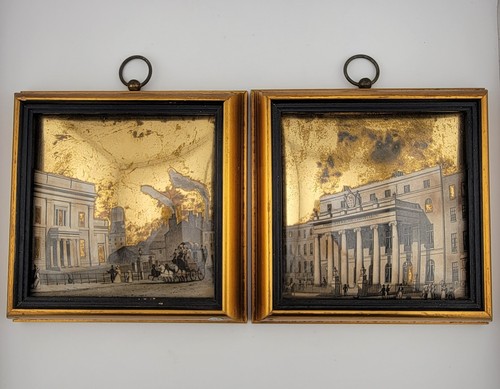 VINTAGE - Pair of Original Antique Engraving SUNGOTT ART STUDIOS, New York - VG