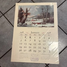 The Travelers 1958 Wall Calendar Of Currier & Ives Prints- Still In Plastic!!!!!