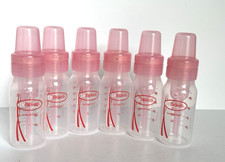 Lot of 6 Dr. Brown's Pink Natural Flow Anti Colic Baby Bottles 4 Ounces