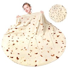 Tortilla Blanket Double Sided 60 in, Burrito Tortilla Blanket Adult Size Roun...