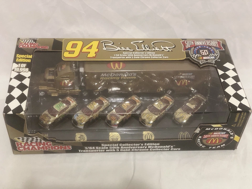 Juego de 5 autos Racing Champions camión 1/64 NASCAR McDonald's equipo de carreras cromo dorado Foto 2 de 4