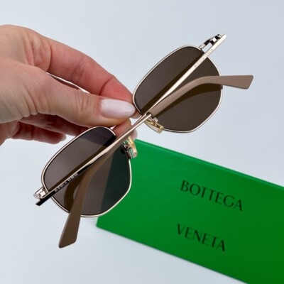 Bottega Veneta Women Sunglasses Gold Brown Split Panthos