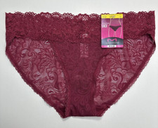 MAIDENFORM Luxurious Stretch Lace Spice Red V Waist Bikini Panty M/6 NEW