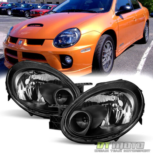 Black 2003 2004 2005 Dodge Neon Headlights Headlamp Replacement Left+Right 03-05 - Picture 1 of 3