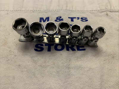 #ad Vintage Craftsman USA 3 8quot; Drive 7pc 6pt V Series SAE 3 8 3 4quot; Swivel Socket Set $111.00