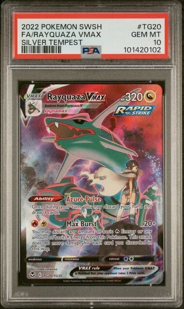 PSA 10 Gem Mint Rayquaza VMAX #TG20 Silver Tempest Pokemon