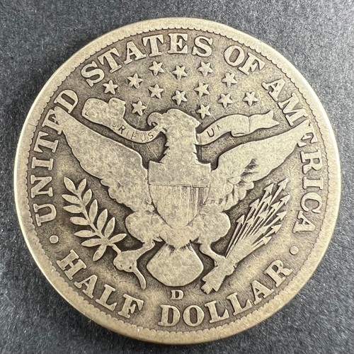 1915 D Barber Half Dollar VG 90% Silver Old United States Very Good 50C - Picture 2 of 6