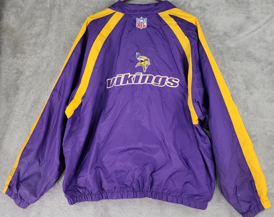 Chaqueta cortavientos Minnesota Vikings para hombre XL púrpura amarillo logotipo cremallera completa vintage Foto 2 de 4