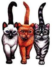 beach kittens cat fabric applique iron on trio not embroidered 5 inch