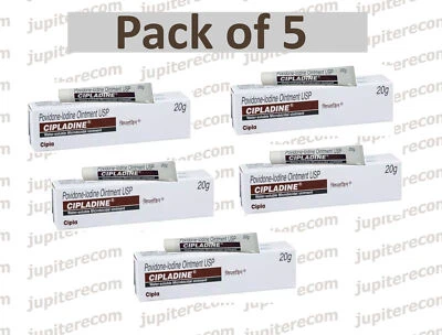 5X Cipla Cipladine Providone-Iodine Ointment 20g infections in wounds and cut