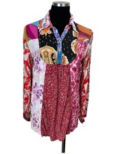 Sacred Threads Shirt Sz Small PATCHWORK 1/4 B...