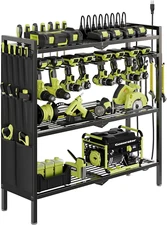 Large Power Tool Organizer Cart with Charging Station 8 Drill Holder Garage Stor