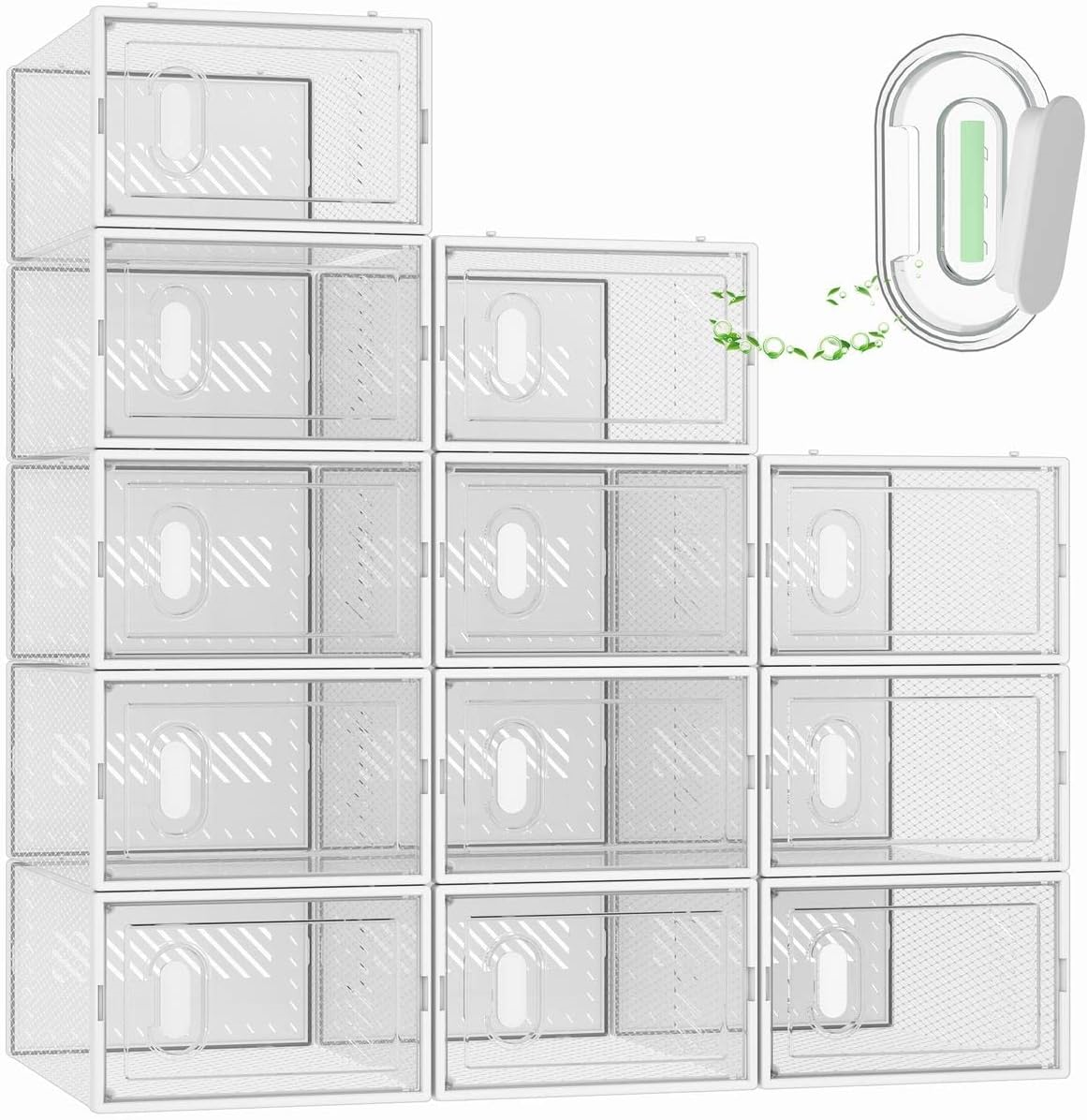 SIMPDIY Shoe Box,12 pcs Shoe Storage Boxes Clear Plastic Stackable